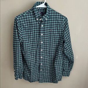 Vineyard Vines boys button down long sleeve plaid cotton whale shirt Large, 16